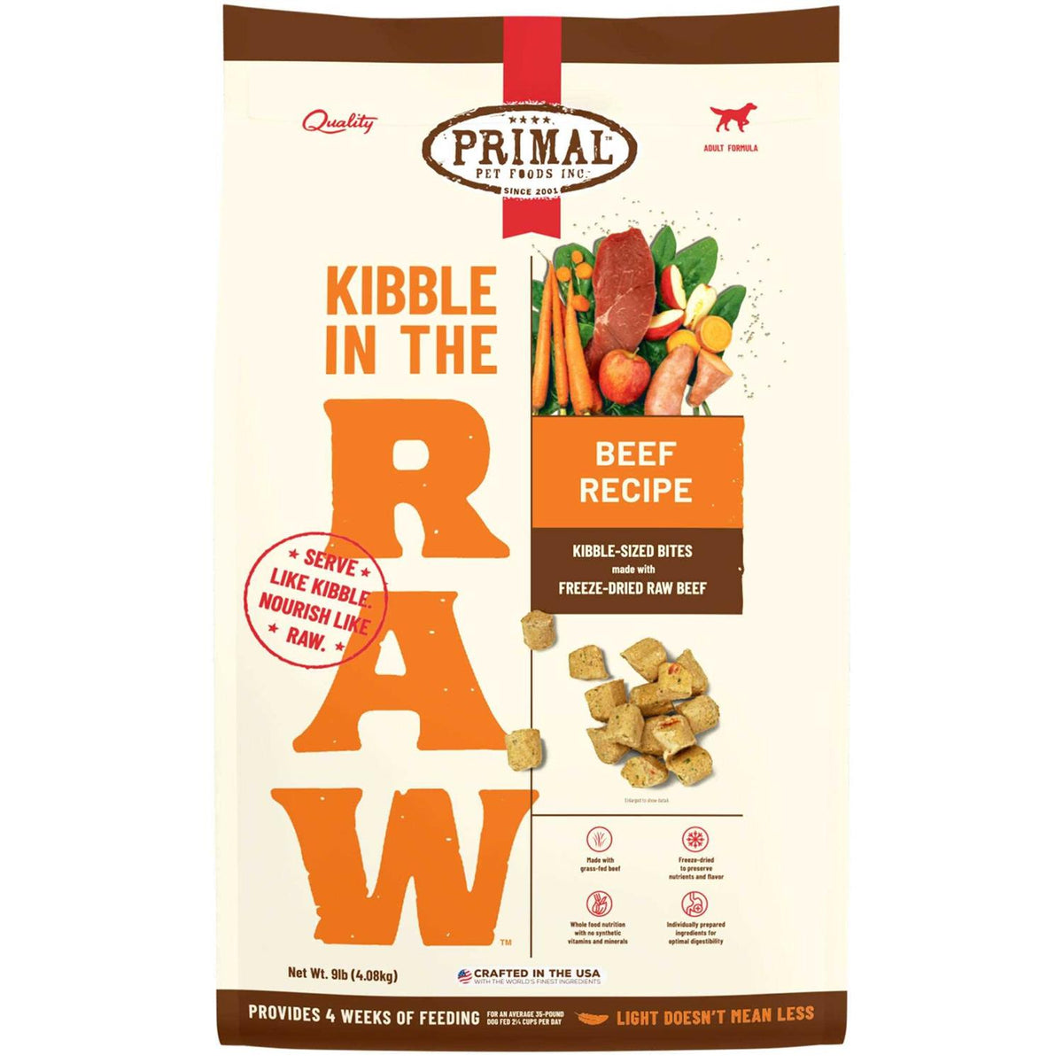 Primal Kibble in The Raw Beef Dog Food Y596