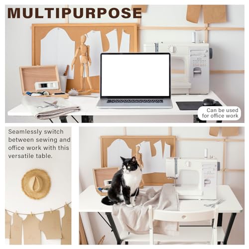 White Large Sewing Machine Table with Storage Shelf N9586