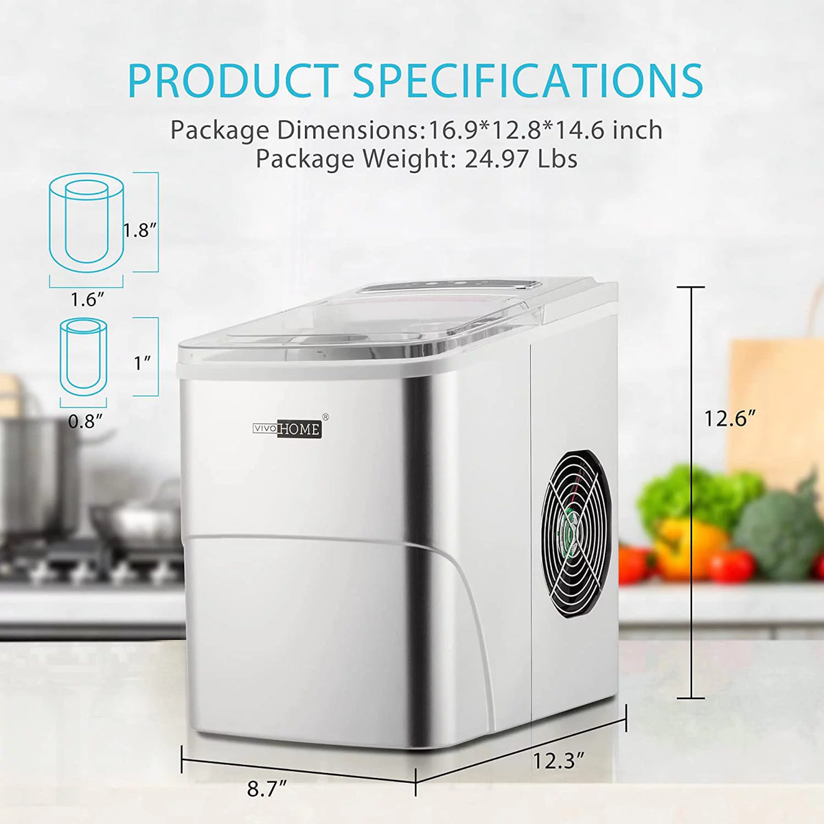 Black Countertop Ice Maker with Ice Scoop K232626