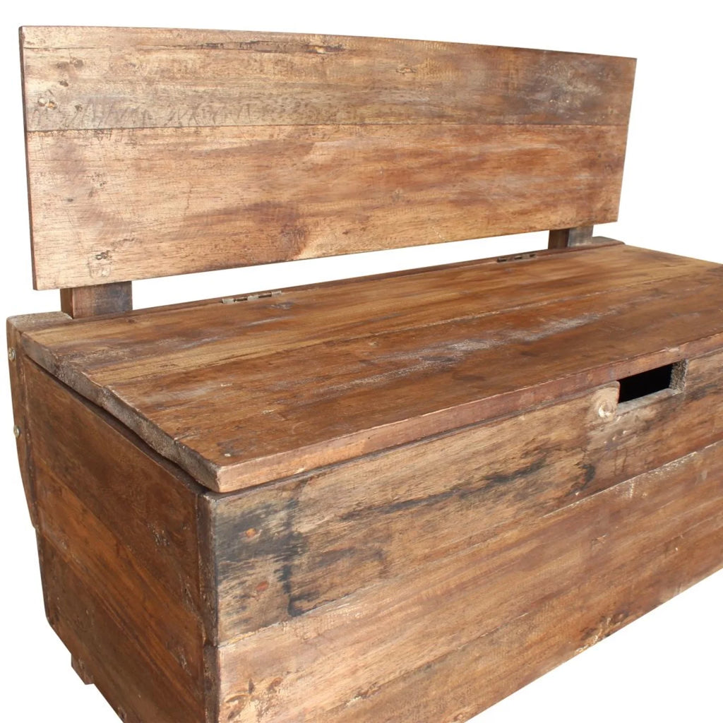 Solid Reclaimed Wood Storage Bench Q7301