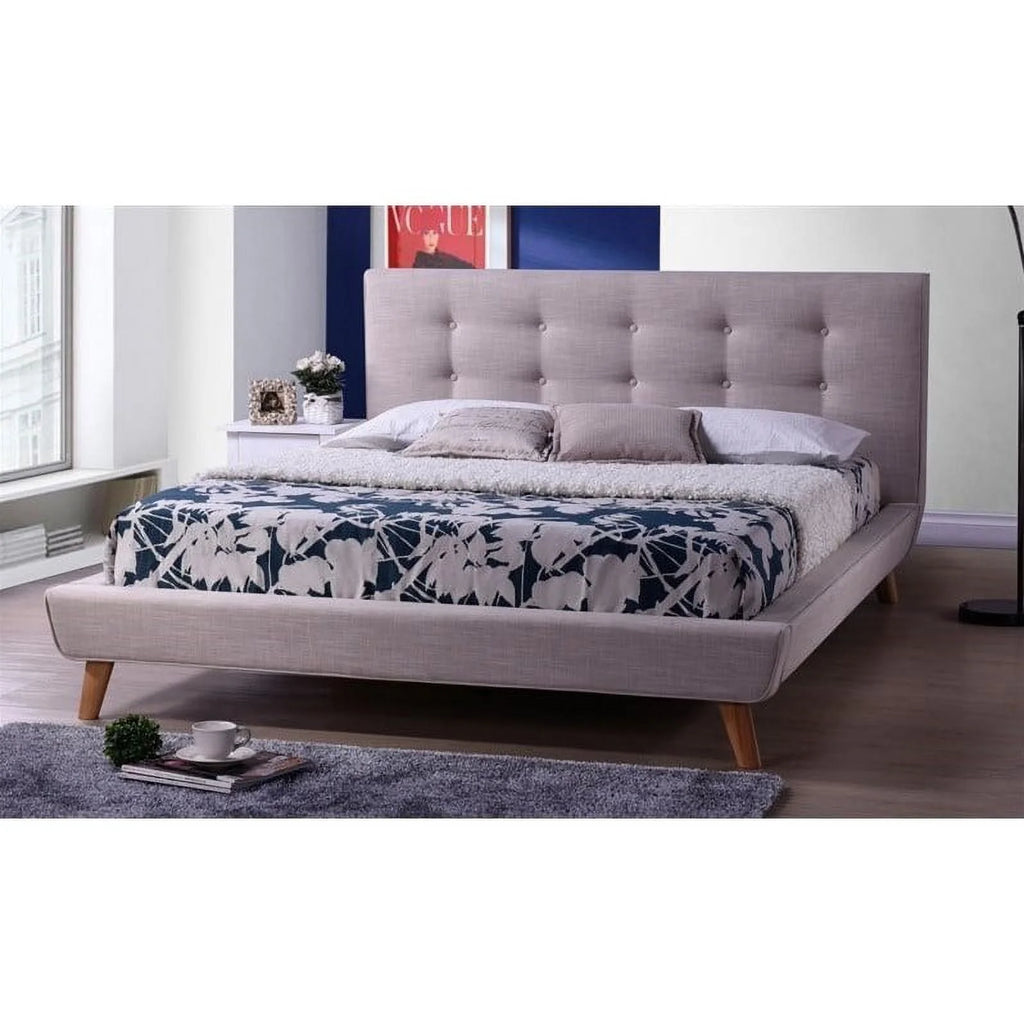 Upholstered Full Platform Bed in Beige C942