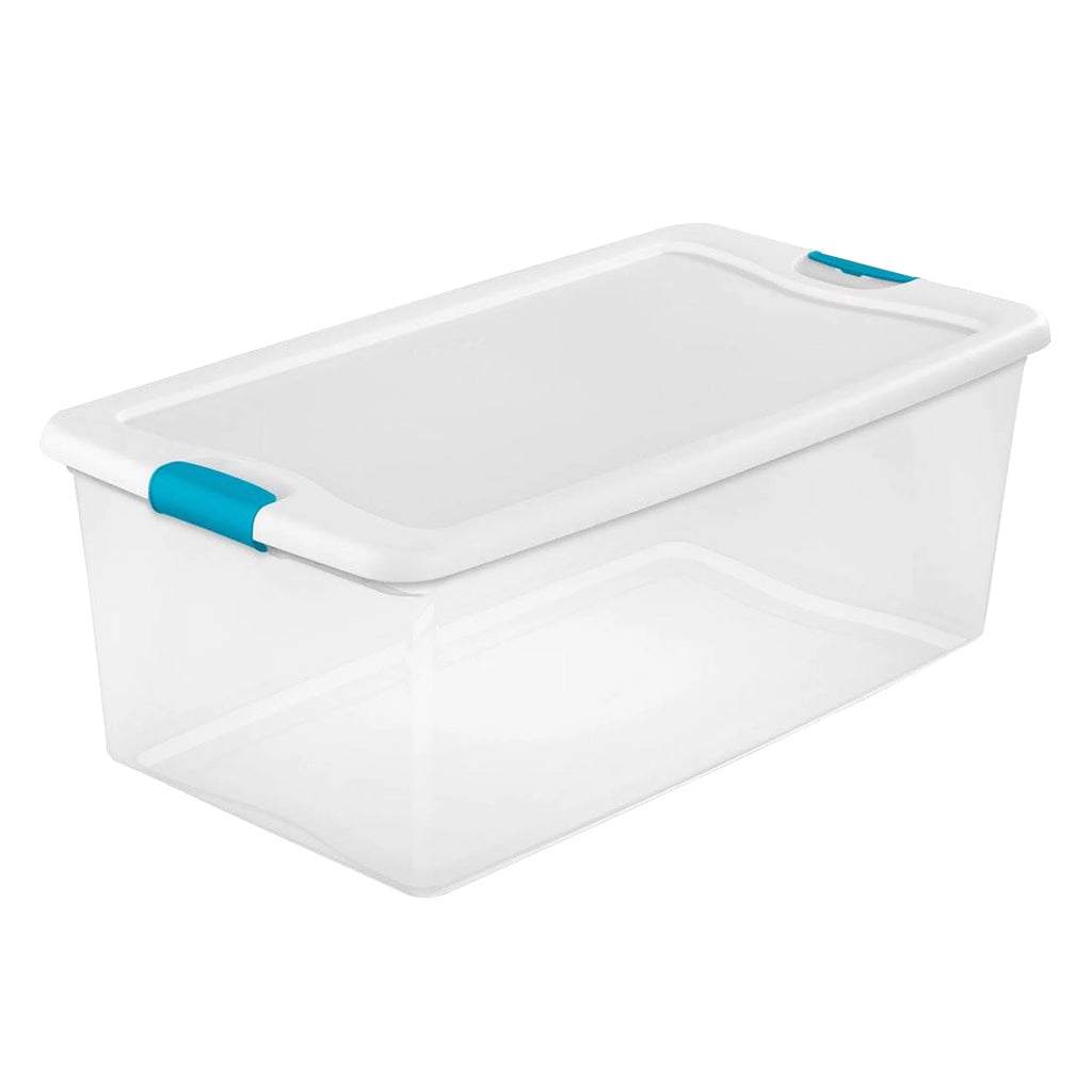 Clear Plastic Storage Bin with White Latch Lid, 36 Pack S837114