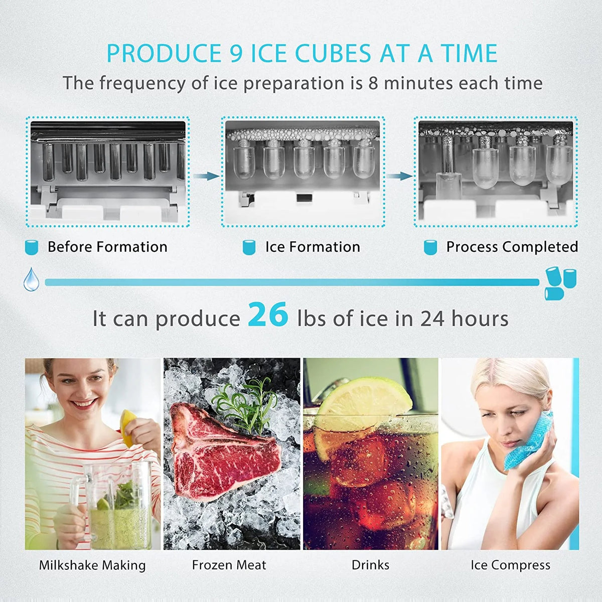 Black Countertop Ice Maker with Ice Scoop K232626