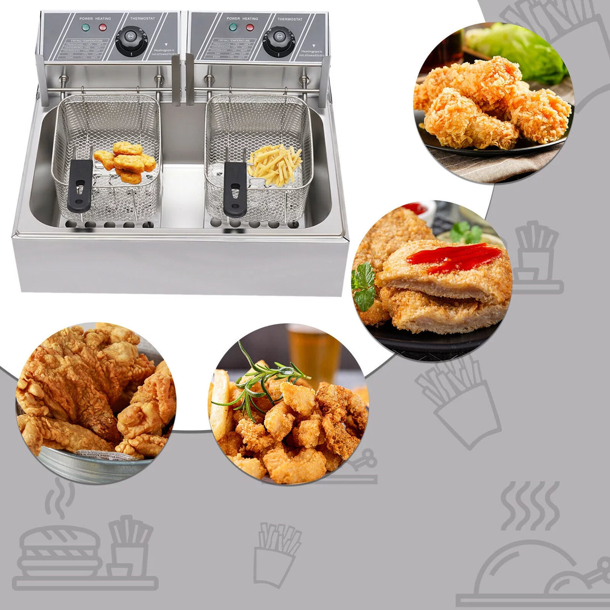 12L 5000W Single Tank Electric Deep Fryer with Temperature Control W36512