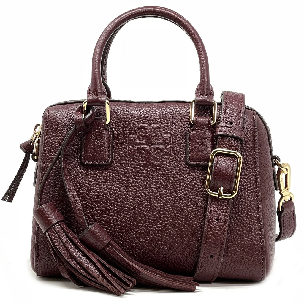 Women's Pebbled Leather Mini Satchel (Claret) V729