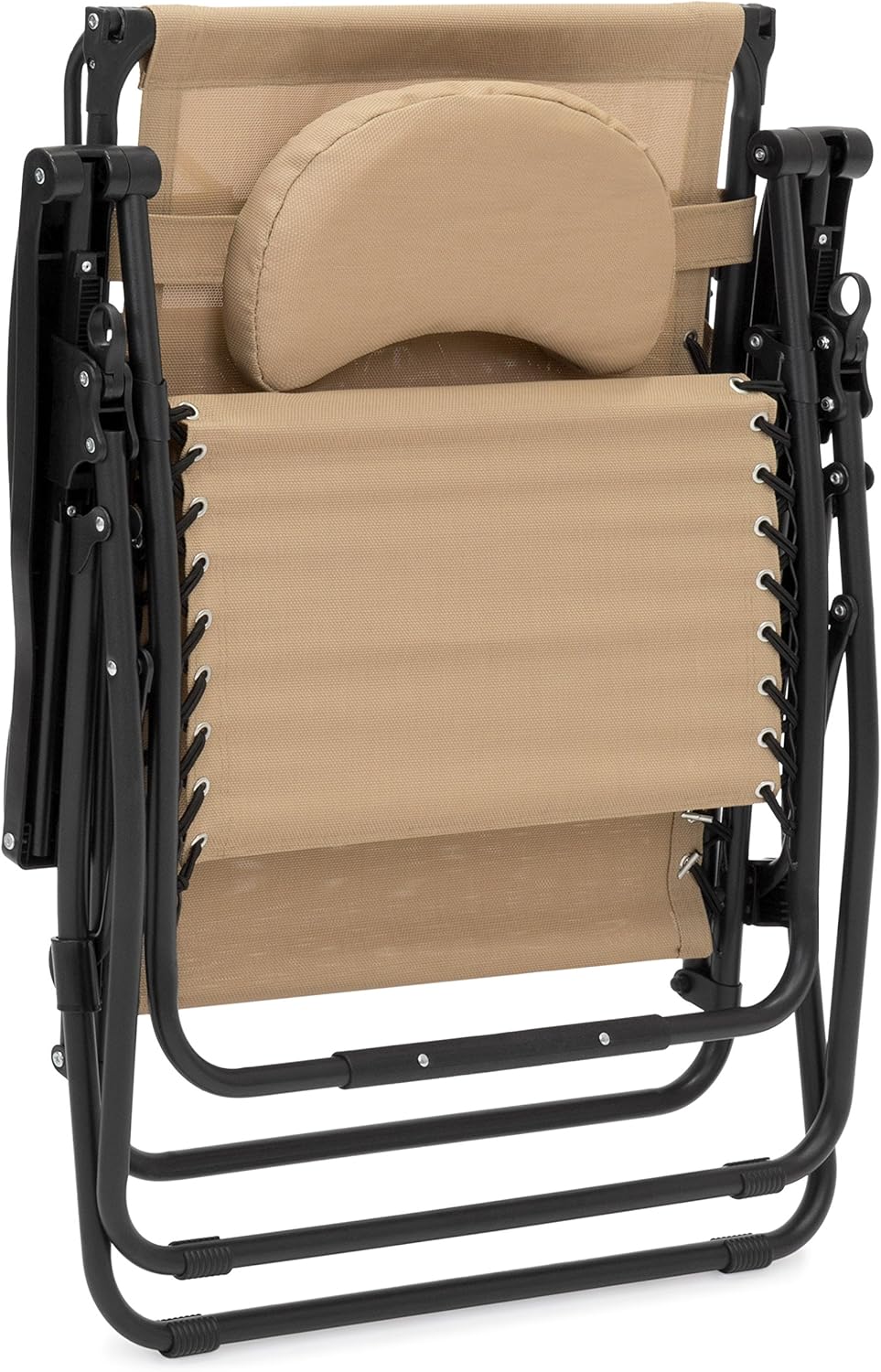 Oversized Steel Mesh Zero Gravity Reclining Lounge Chair with Canopy and Cup Holder V50219