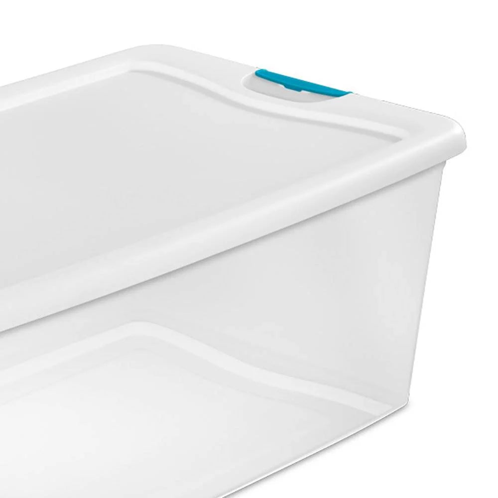 Clear Plastic Storage Bin with White Latch Lid, 36 Pack S837114