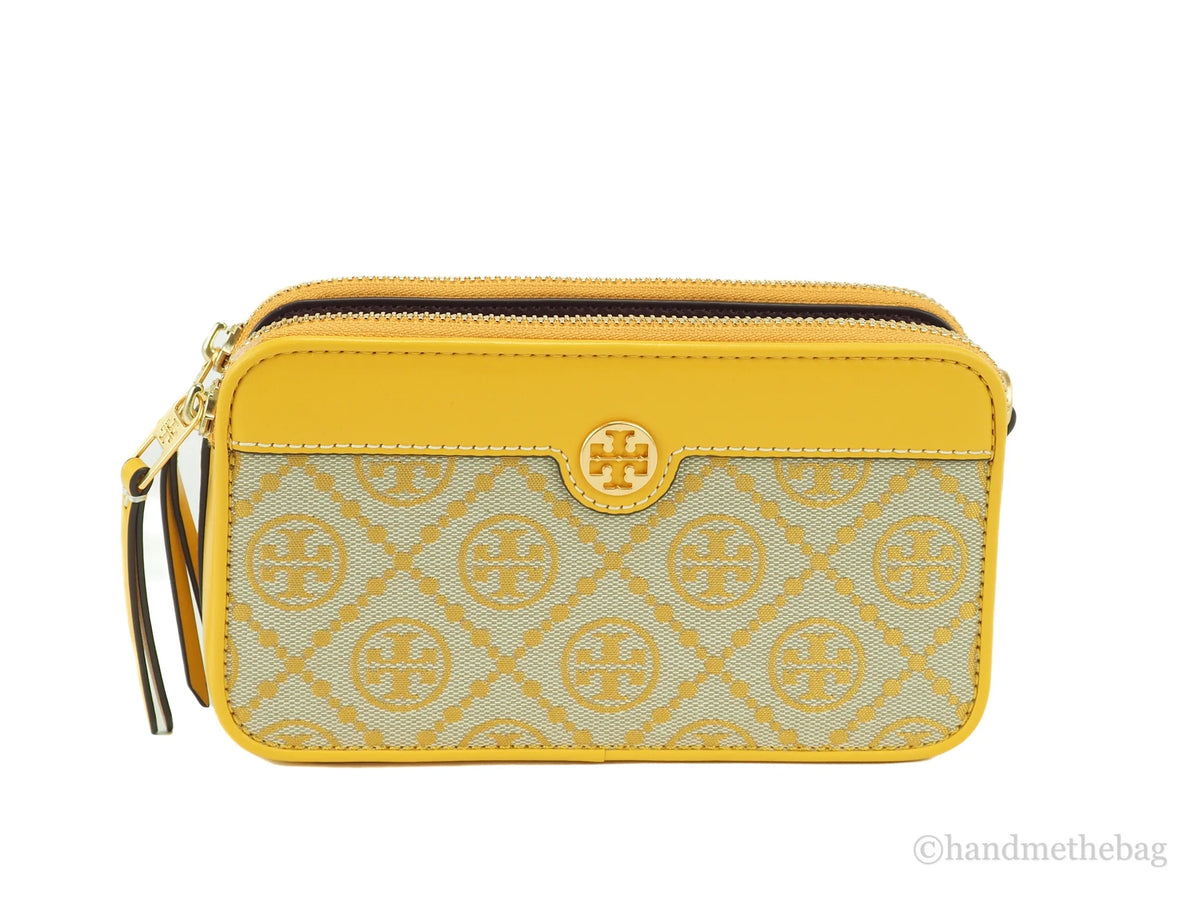 Mini T Monogram Jacquard Canvas Double-Zip Crossbody Handbag P37104