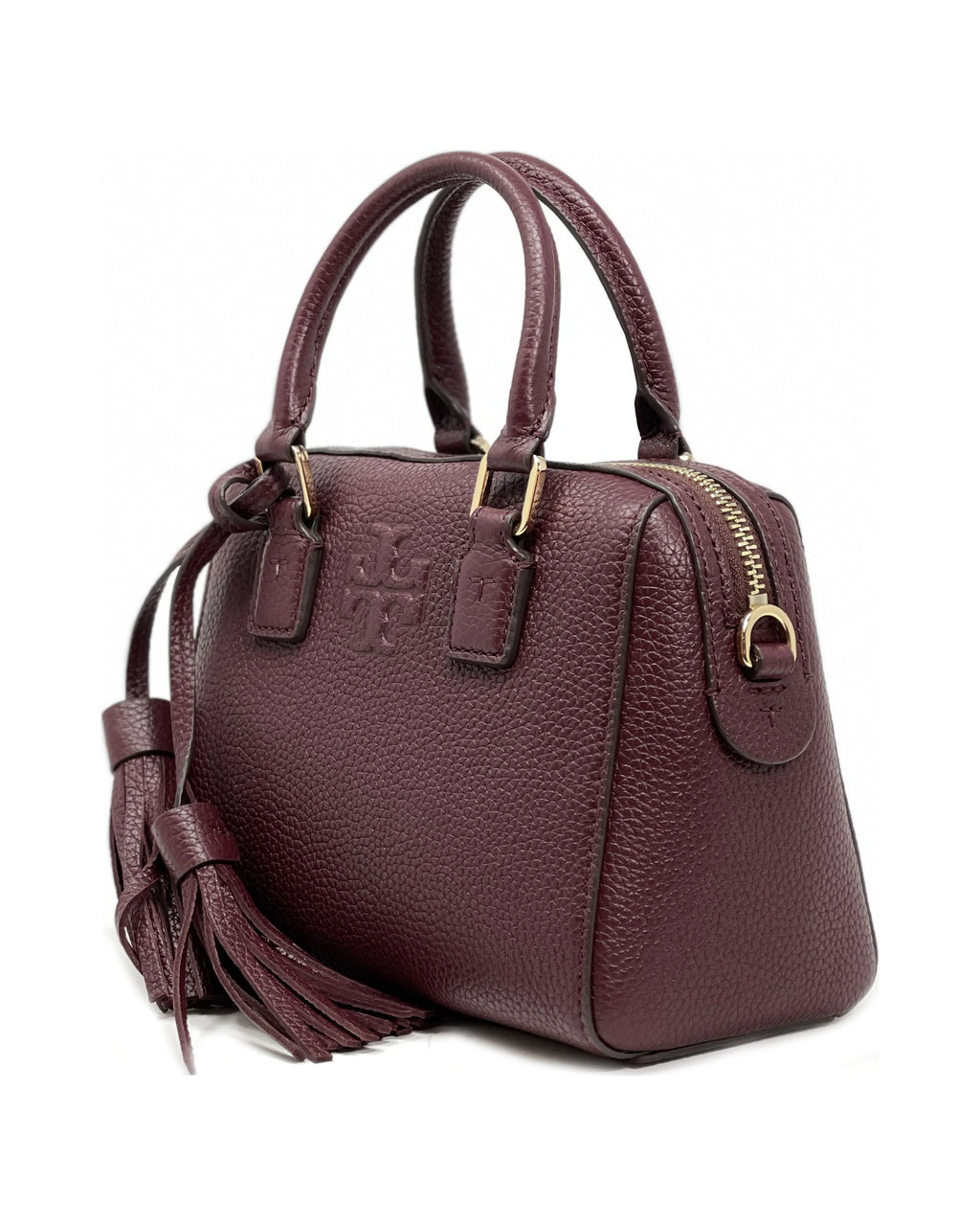 Women's Pebbled Leather Mini Satchel (Claret) V729