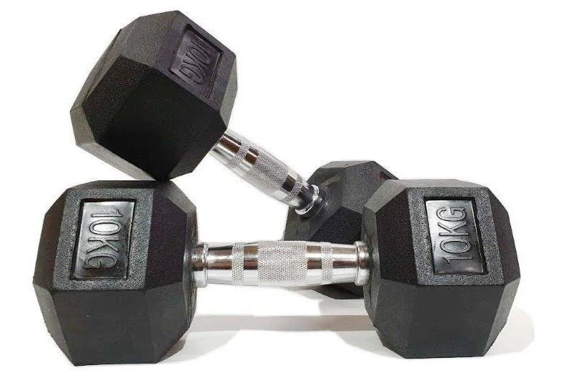 Rubber Hex Dumbbells Pair 10kg X81806