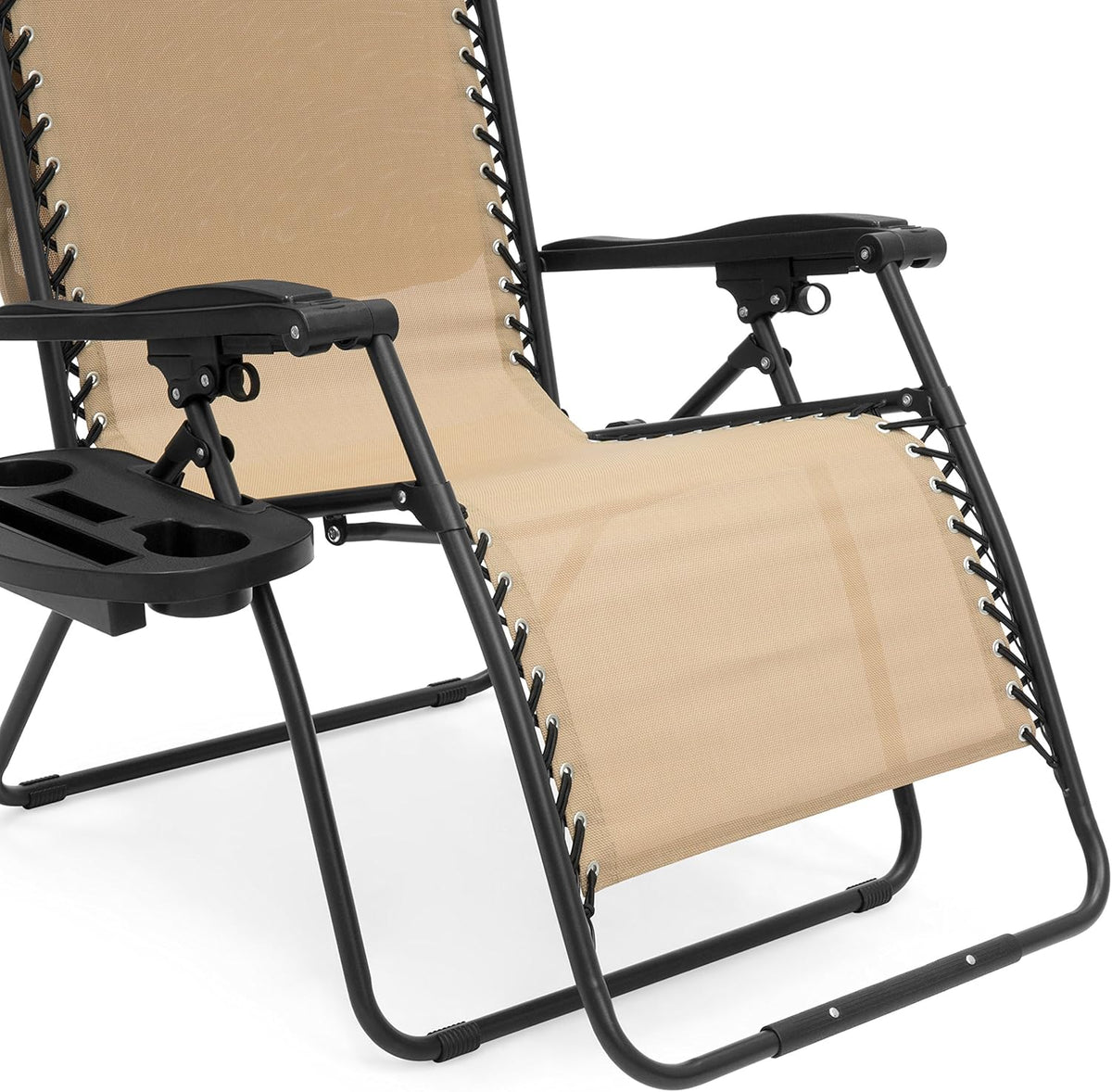 Oversized Steel Mesh Zero Gravity Reclining Lounge Chair with Canopy and Cup Holder V50219