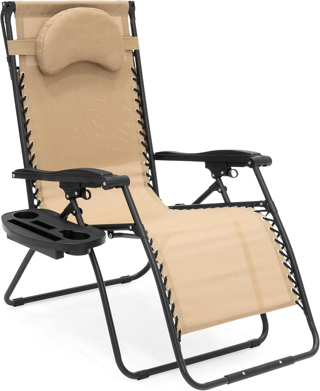 Oversized Steel Mesh Zero Gravity Reclining Lounge Chair with Canopy and Cup Holder V50219