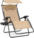 Oversized Steel Mesh Zero Gravity Reclining Lounge Chair with Canopy and Cup Holder V50219