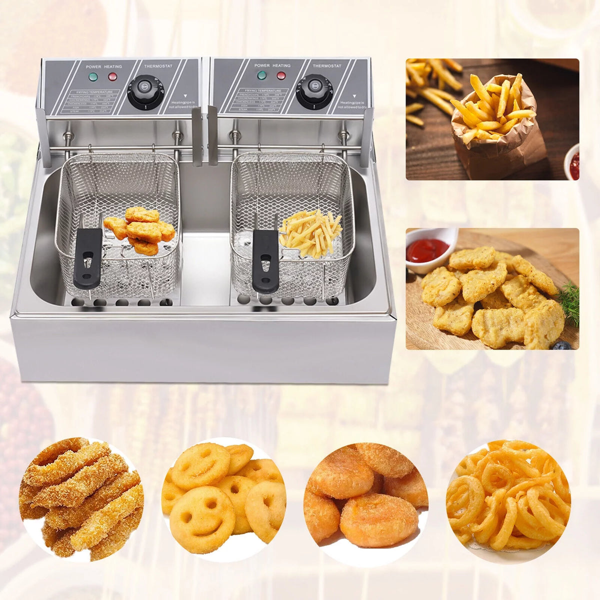 12L 5000W Single Tank Electric Deep Fryer with Temperature Control W36512