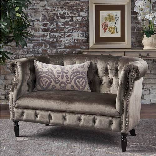 Gray Velvet Loveseat Y365