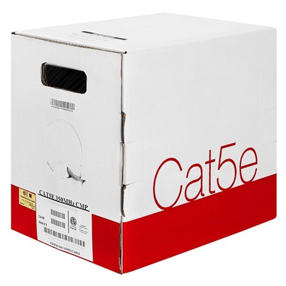Plenum Cat5e Bulk Cable UTP 24AWG Bare Copper 1000ft Solid Gray H996984