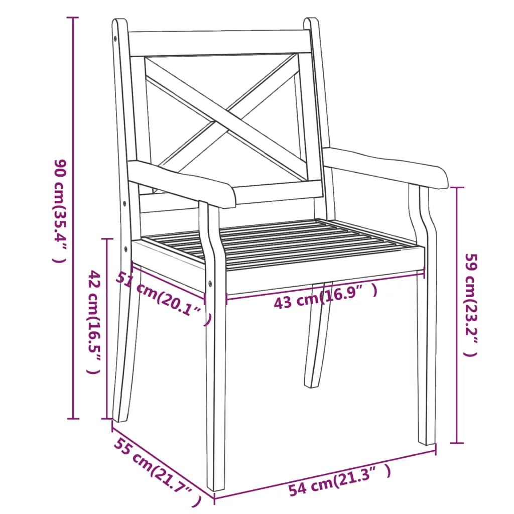 4 pcs Solid Wood Acacia Patio Dining Chairs T281500