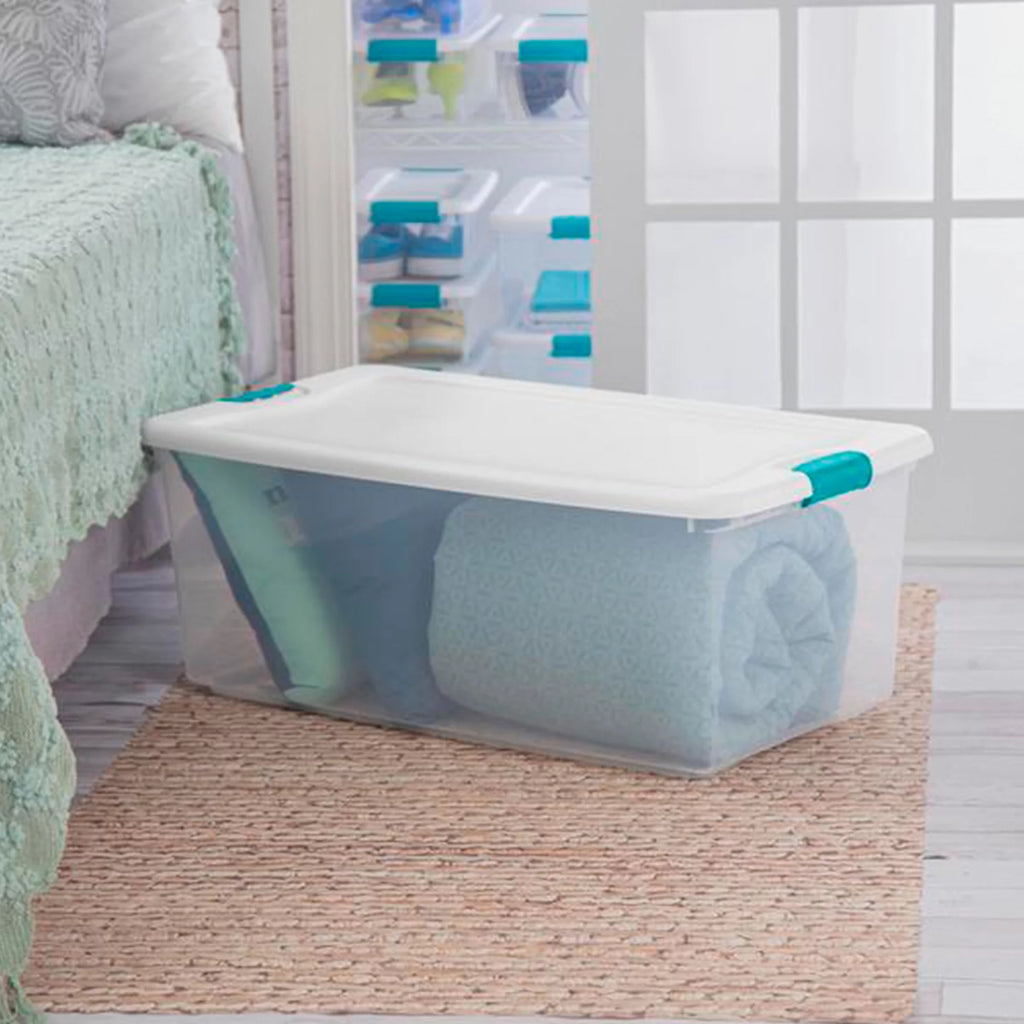 Clear Plastic Storage Bin with White Latch Lid, 36 Pack S837114